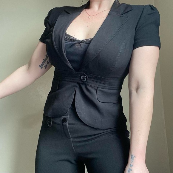 Vintage Y2K XOXO Women's Black Short Sleeve Blazer Jacket - Picture 7 of 8